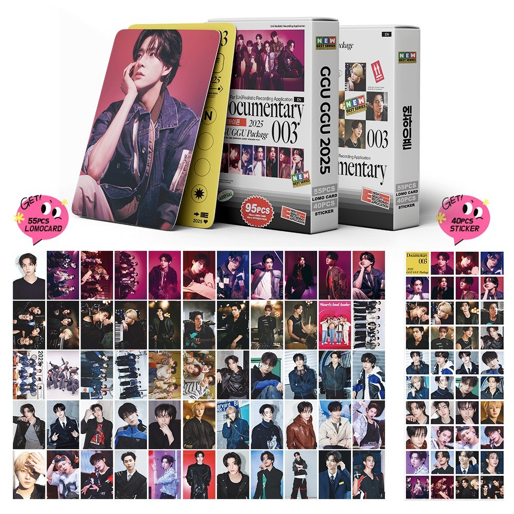 

55 pcs/Set Kpop idol lomo cards GGU GGU 2025 photo cards 55pcs photo card + 40pcs mini sticker for Fan Collectible Cards