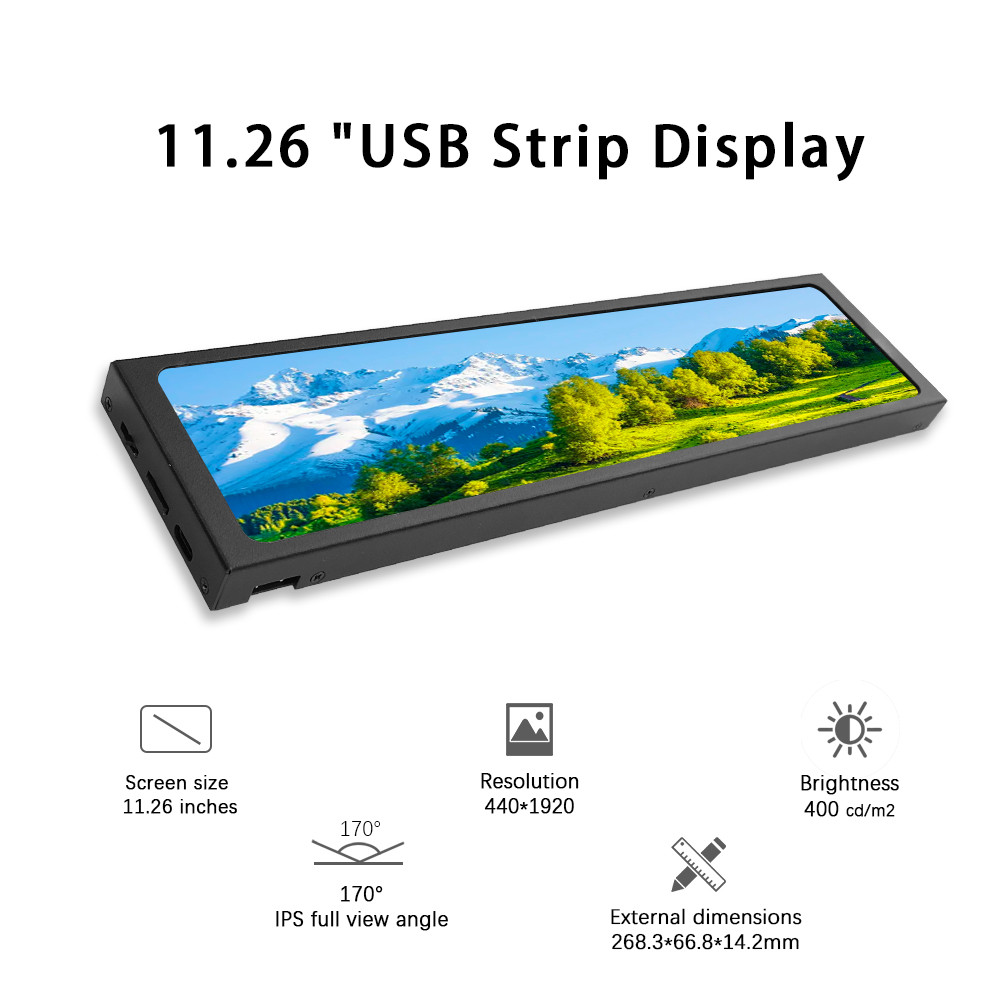 New Turing 11.26inch IPS TYPEC secondary screen chassisCPU GPUcomputer monitoring USB display chassi