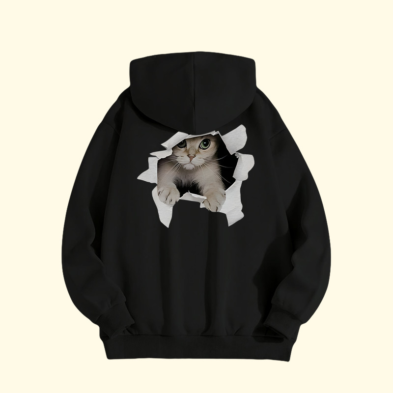 99Premium  Hoodie Wanita Korean Style terbaru Hoodie Oversize Wanita cetakan Pola Kucing Lucu Bahan 