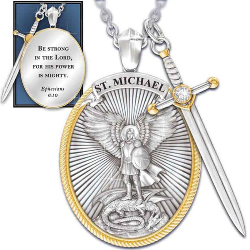 Catholic Patron Saint Pendant Michael St. Michael The Archangel Pendant Necklace