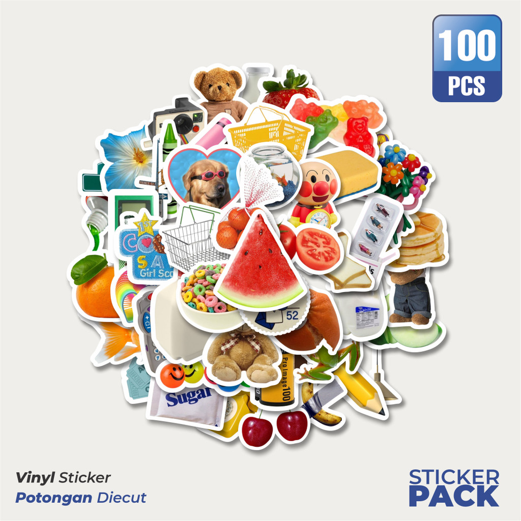 

MURAH 100 PCS Stiker Colorful Retro Aesthetic Mix 2 Waterproof Aesthetic- Untuk Laptop, Motor, dan Helm - Paper Stationery Pack