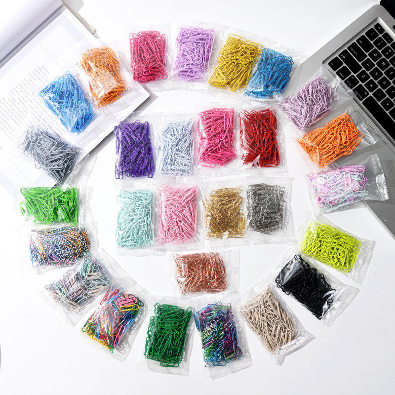 

22 Colors Accessories Paper Clips Notebook Memo Pad Filing Bookmark binder Paperclips Student Office Binding Supplies Stationary