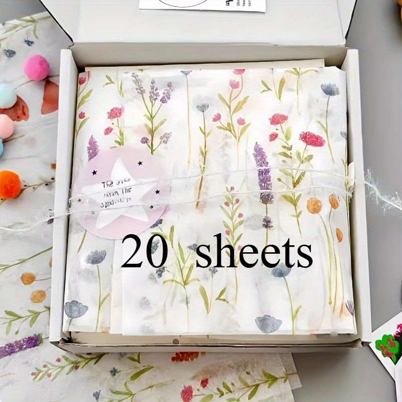 

20 Sheets Lavender Print Tissue Paper - Semi-Transparent Perfect for Birthdays Weddings 14x20 Inches