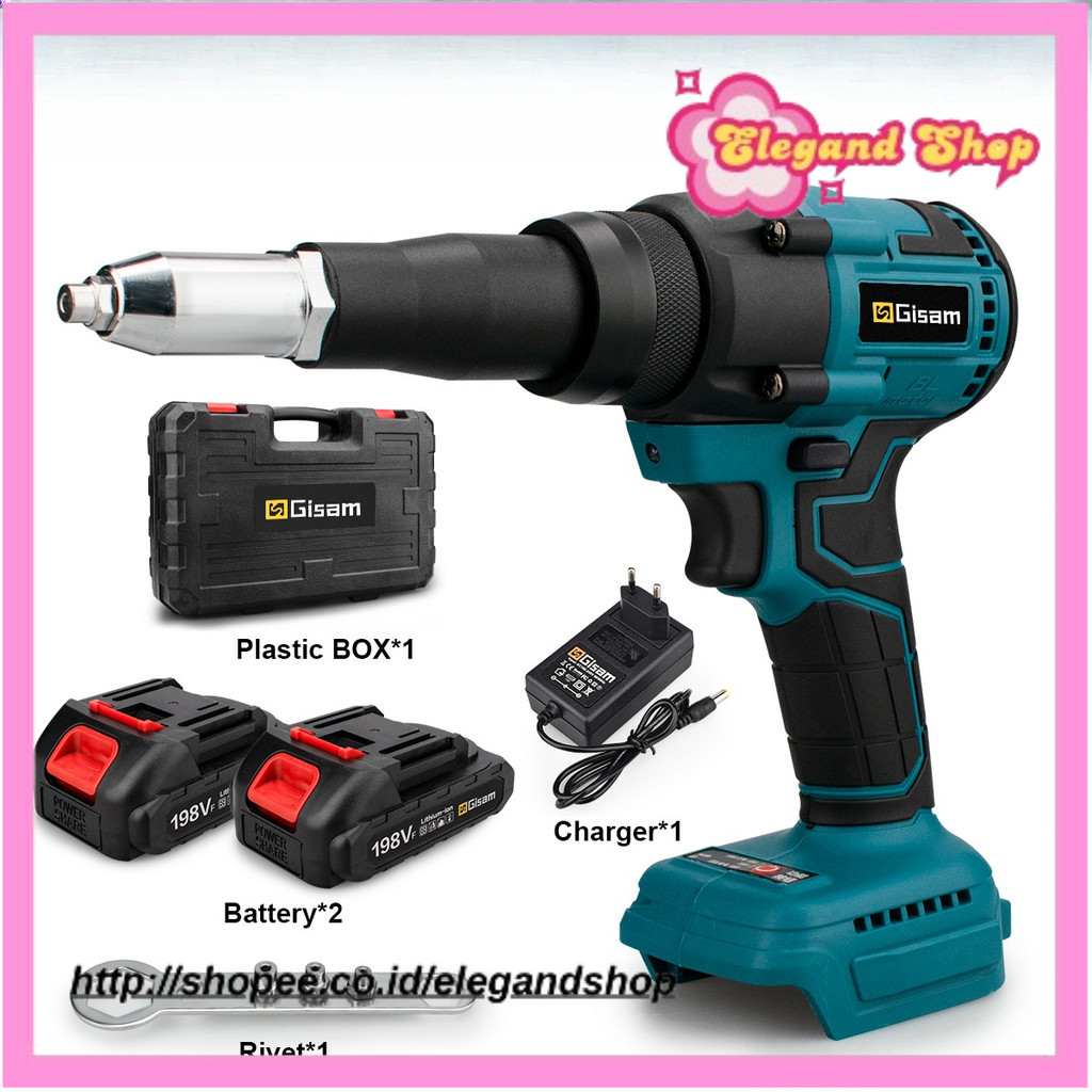 20000N Brushless Electric Rivet Gun 2.4~4.8mm Cordless Rivet Nut Gun Drill Insert Automatic Riveting