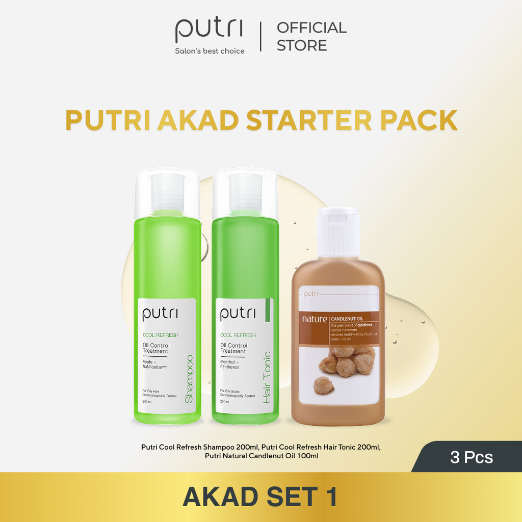 [AKAD STARTER PACK] Putri Paket Shampoo & Hair Tonic dengan Candlenut Oil atau Hair Spray Non Aeroso
