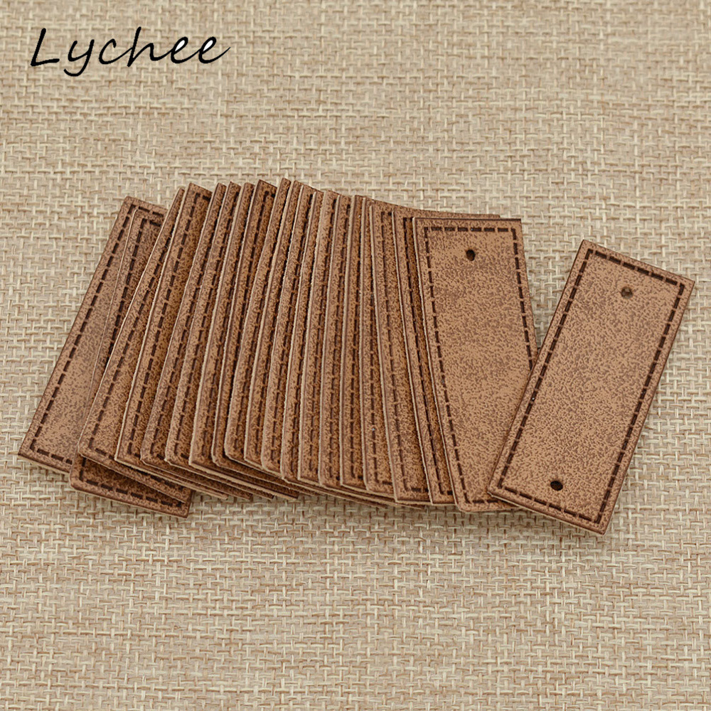 

Lychee 20pcs Classic Brown Artificial PU Leather Garment Tags Label DIY Craft Sewing Bag Pants Decor Cloth Markers
