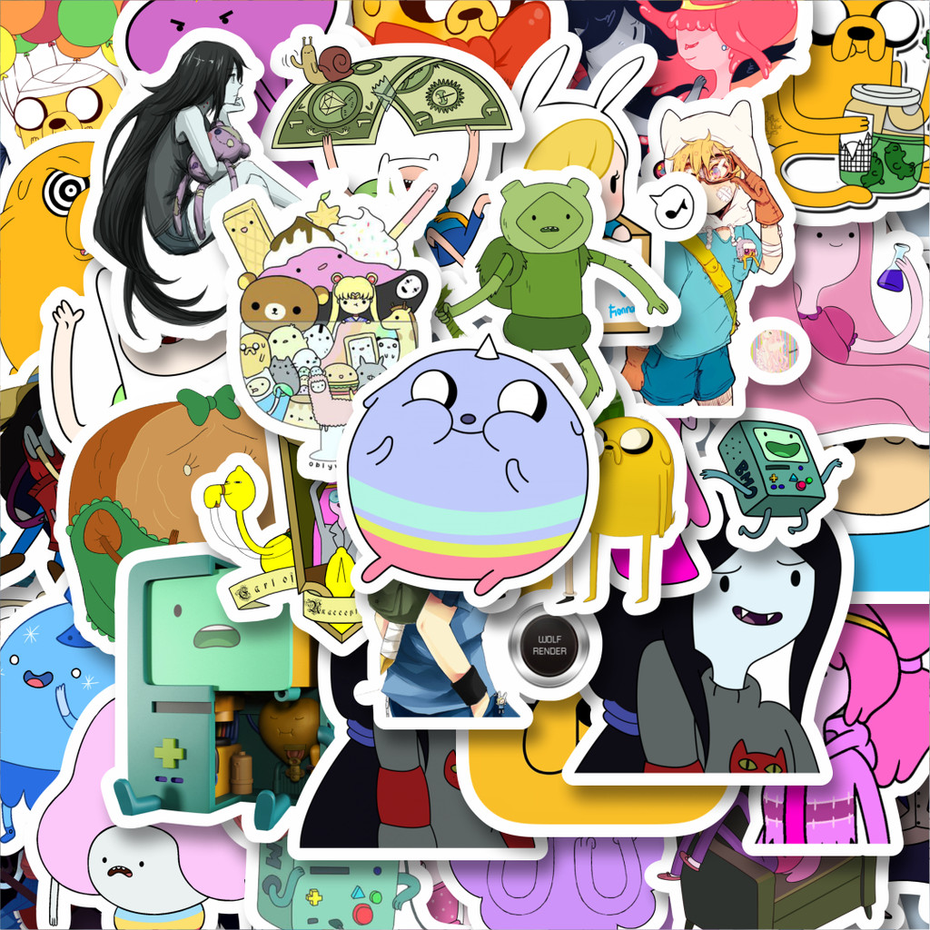 

100PCS Lucu Stiker Kartun Series Adventure Time Character Mix 2 Stiker Aesthetic Stiker Anti Air Stikers Berperekat Waterproof sticker decal buat Motor Helm Buku Journal Koper Casing HP Laptop Botol Minum Hadiah anak