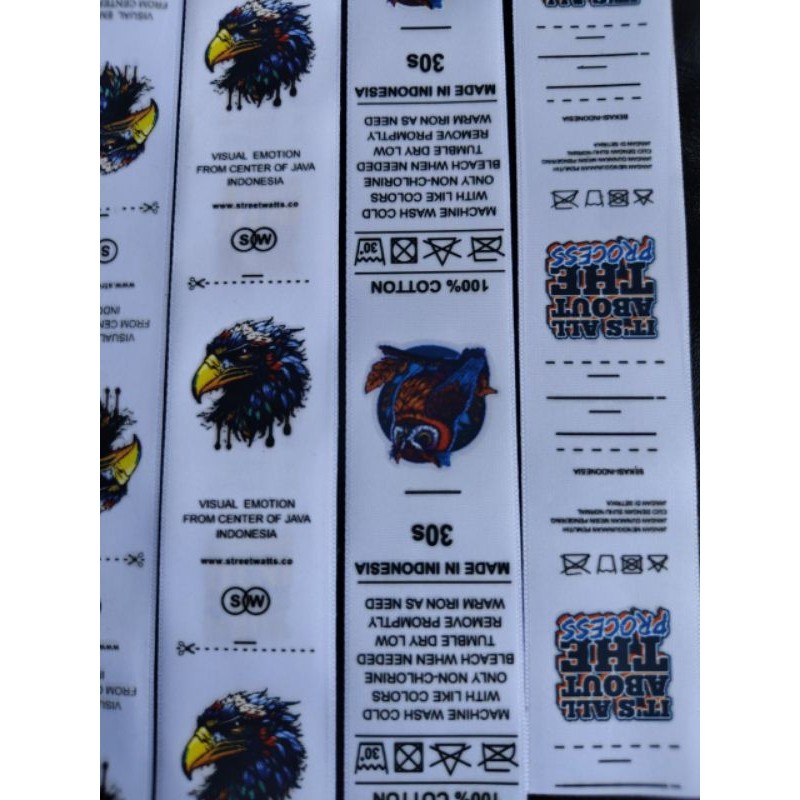 

label baju costum/satin DTF/label washing premium/100pcs