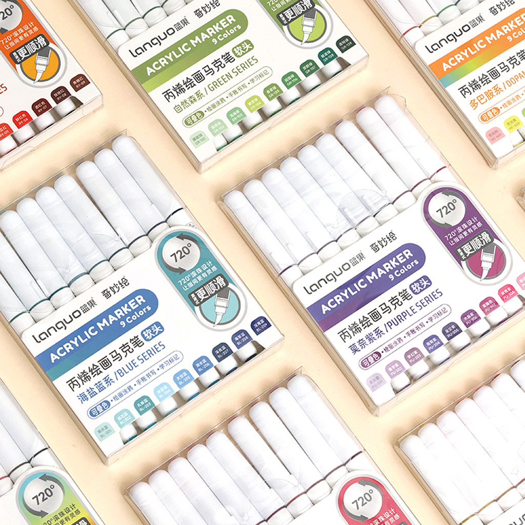 

9 Color/box Professional Artist Marker Set - Soft-tip Drawing Straight Line Liquid Acrylic Markers, DIY Graffiti Art Painti