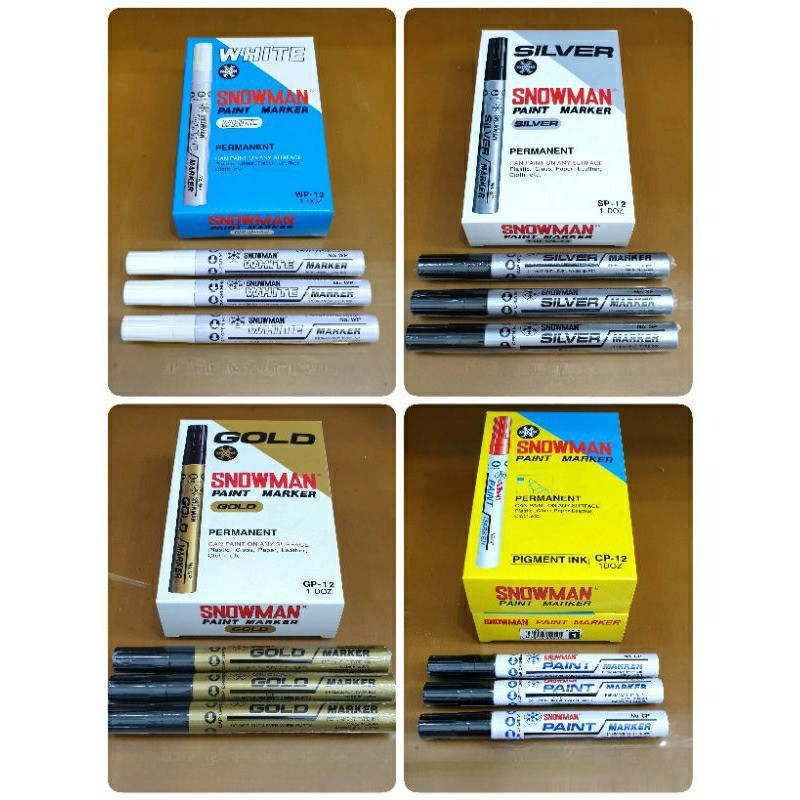 

Spidol Paint Marker Snowman Medium Tip Paintmarker White / Putih , Gold / Emas , Silver / Perak
