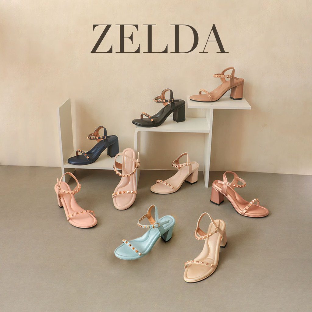Women Shoes Sepatu Sandal Sendal Heels 7cm Stud Hak Chunky Terbuka Wanita (AL266) Zelda
