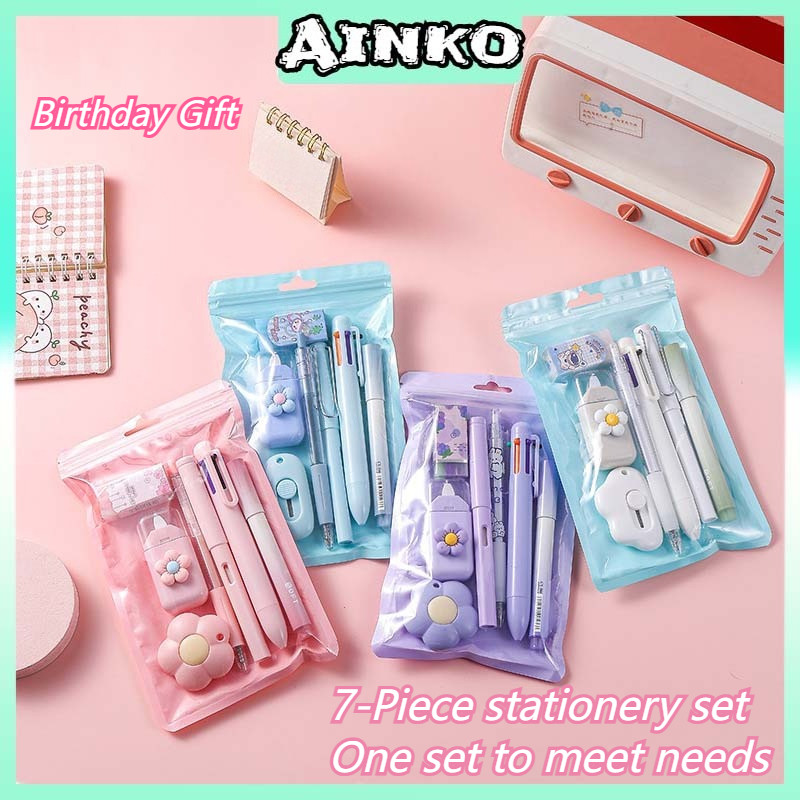 

7-Piece-Set Lucu Set Alat Tulis Kawaii Paket Hadiah / Perlengkapan Sekolah Lucu Ketampanan Berbagai Macam Alat Tulis