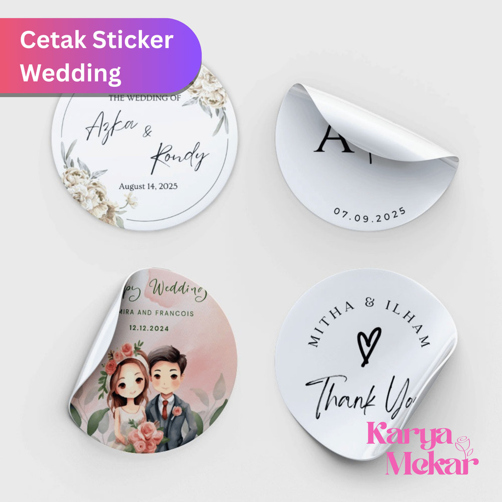 

Aneka Sticker Souvenir Bulat Stiker Wedding Pernikahan Lingkaran WB