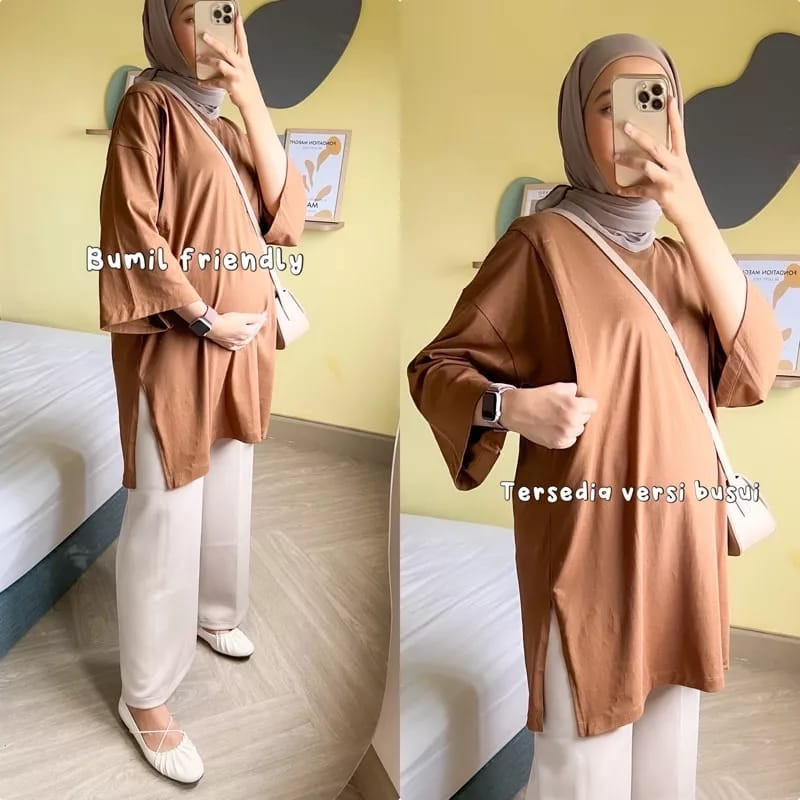 Kaos Oversized Polos Busui Hijab Friendly Cotton Combed