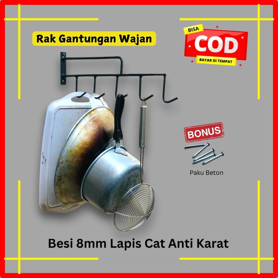 Rak Gantungan Panci Wajan - Rak Dapur Cantolan Wajan & Panci Tempel Dinding