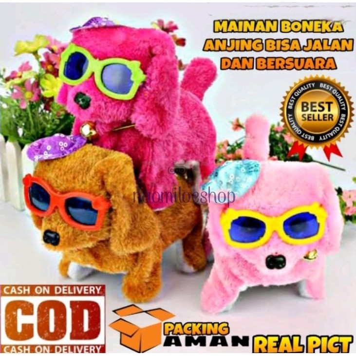 mainan robot anjing lucu bisa jalan bunyi - baterai anak edukatif