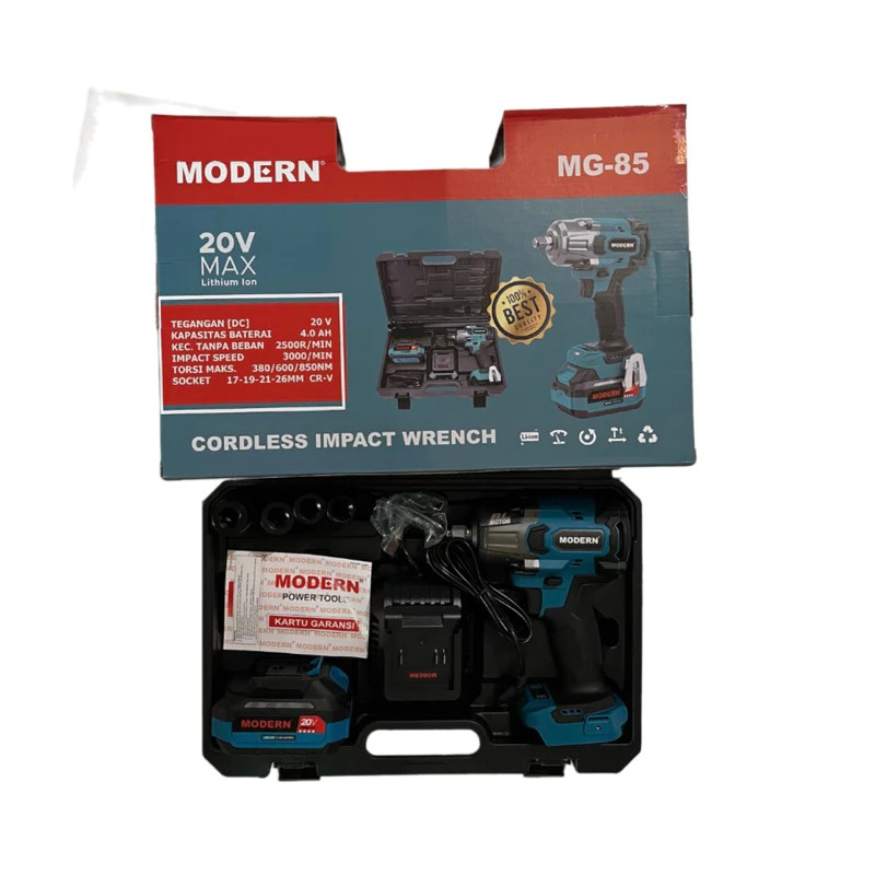 MODERN Impact Wrench CORDLESS MG-85 20V 850Nm Brushless / Mesin Bor Impact Impek Pembuka Buka Baut P