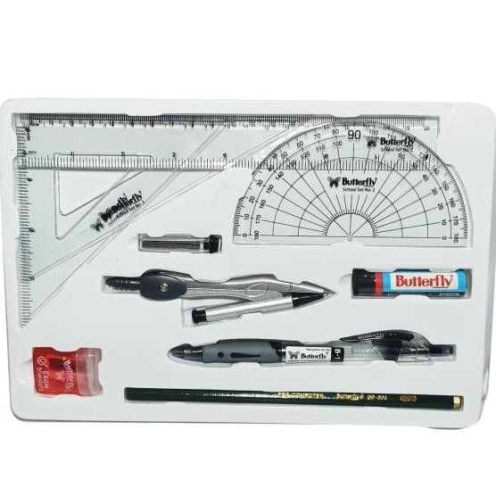 

BUTTERFLY - Jangka Penggaris Lengkap Plus Pensil Kayu SS 02 - Set