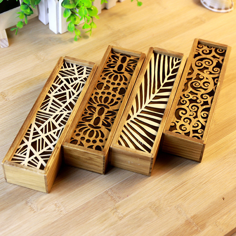 

Korean Creative Stationery Students Love Multi functional Wooden Pencil Box Retro Lace Hollow Stationery Box