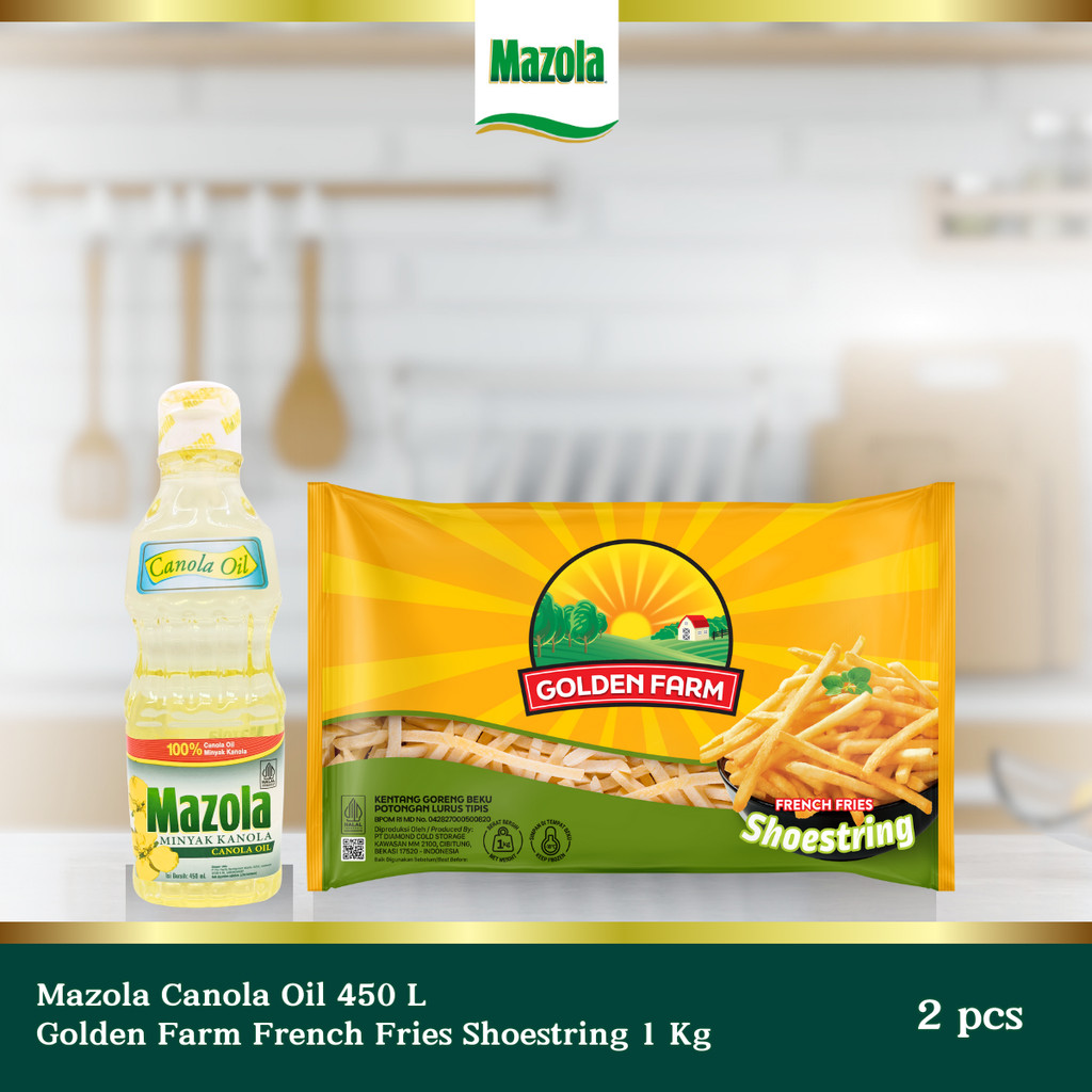 

Mazola Minyak Canola Oil 450 ml + Golden Farm Kentang Beku French Fries Frozen Shoestring 1 Kg