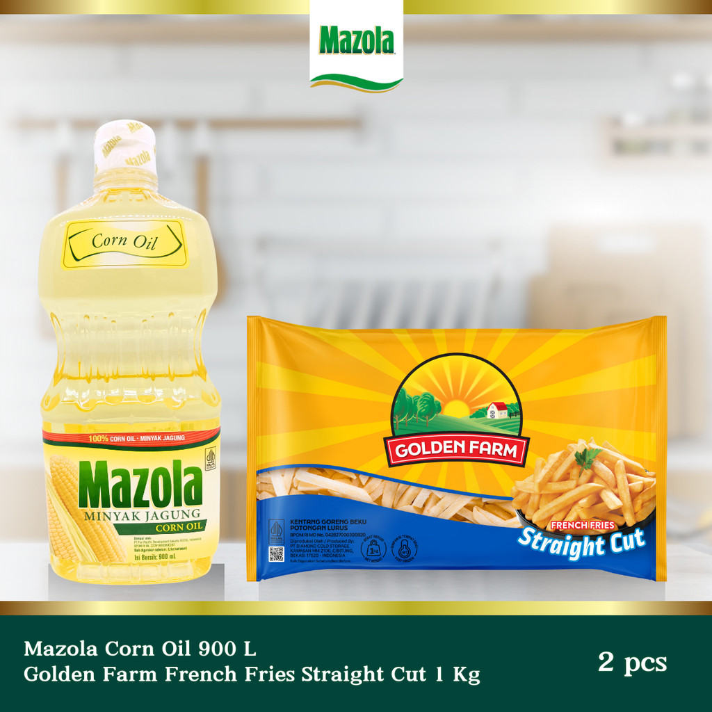 

Mazola Corn Oil 900 ml + Golden Farm Kentang Beku French Fries Frozen Straight cut 1 Kg