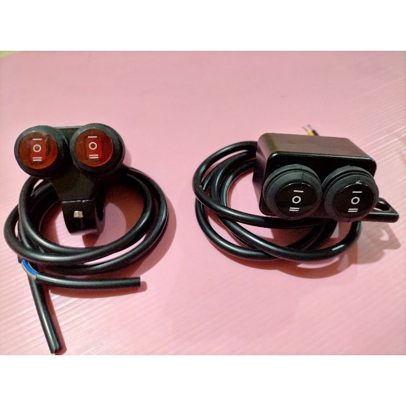 SAKLAR TOMBOL LAMPU ON OFF DAN HAZARD DOUBLE SWIT BREKET SPION DAN STANG UNIVERSAL SEMUA MOTOR ALUMI