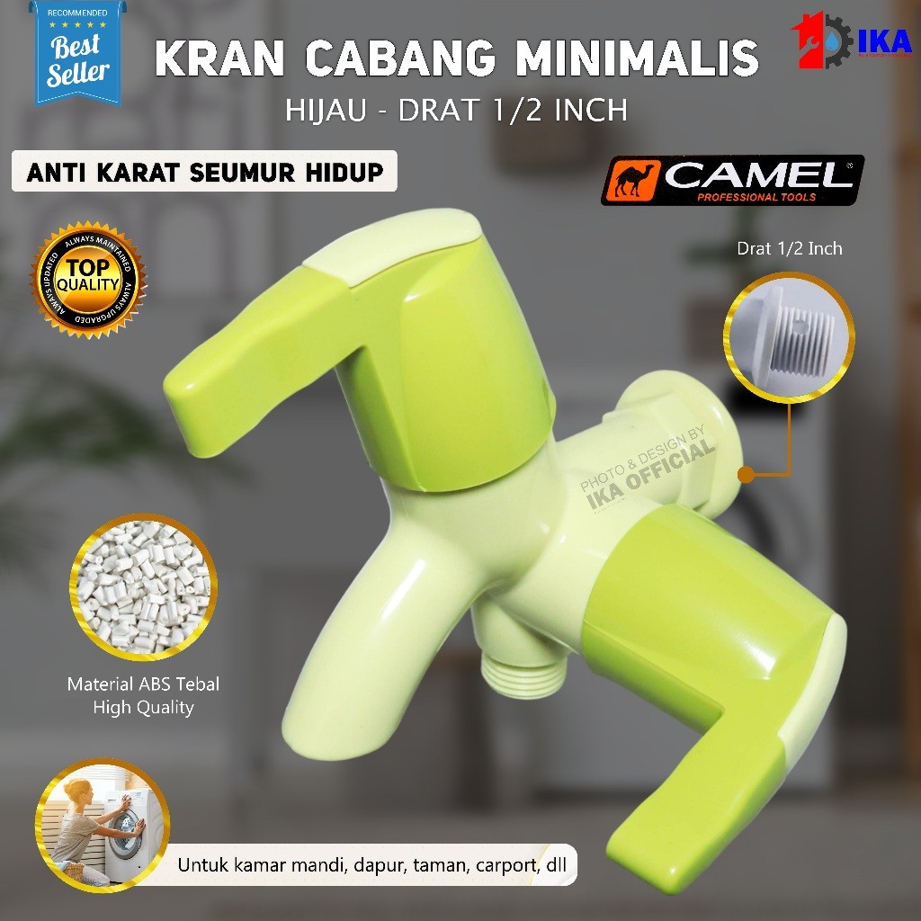 Keran Cabang CAMEL Shower ABS Kran Air Double Plastik Kamar Mandi Toilet WC 1/2 Inc Termurah Camel K