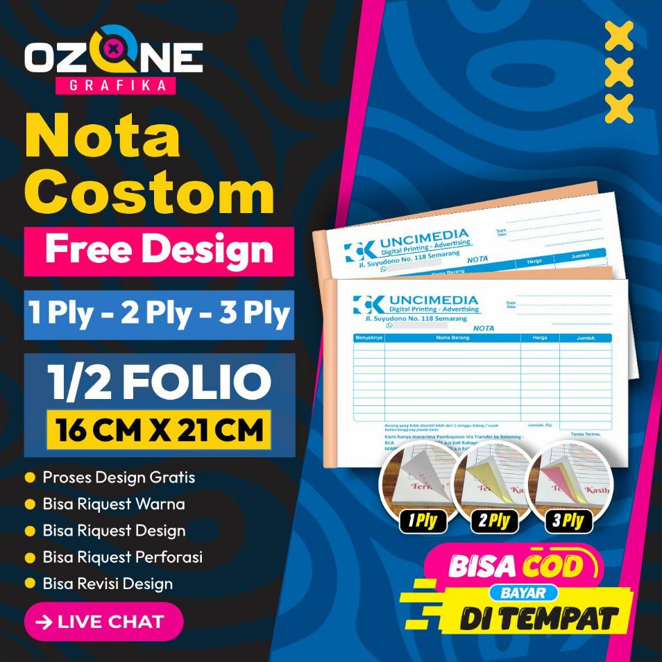 

Nota Custom 1/2 LandScape Free Design Bebas Nama Sendiri Bebas Logo Full Collor Di Ozone Grafika
