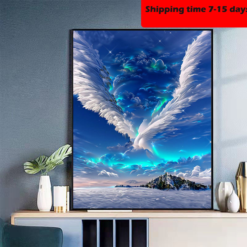 

Custom DIY digital oil painting hand-painted fill blue sky wall decoration painting coloring hanging painting
