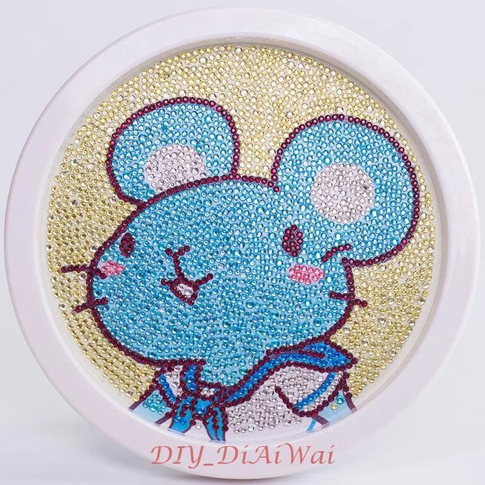 Terbaru 5D Diamond Painting DIY Kids Craft lukisan kristal FREE Frame -12 Shio - TIKUS