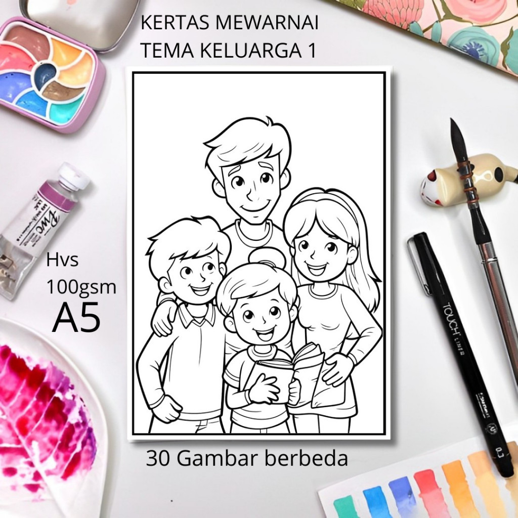 

30 Gambar Kertas mewarnai anak / Coloring / Sketa Tema Keluarga 1claraa aurel