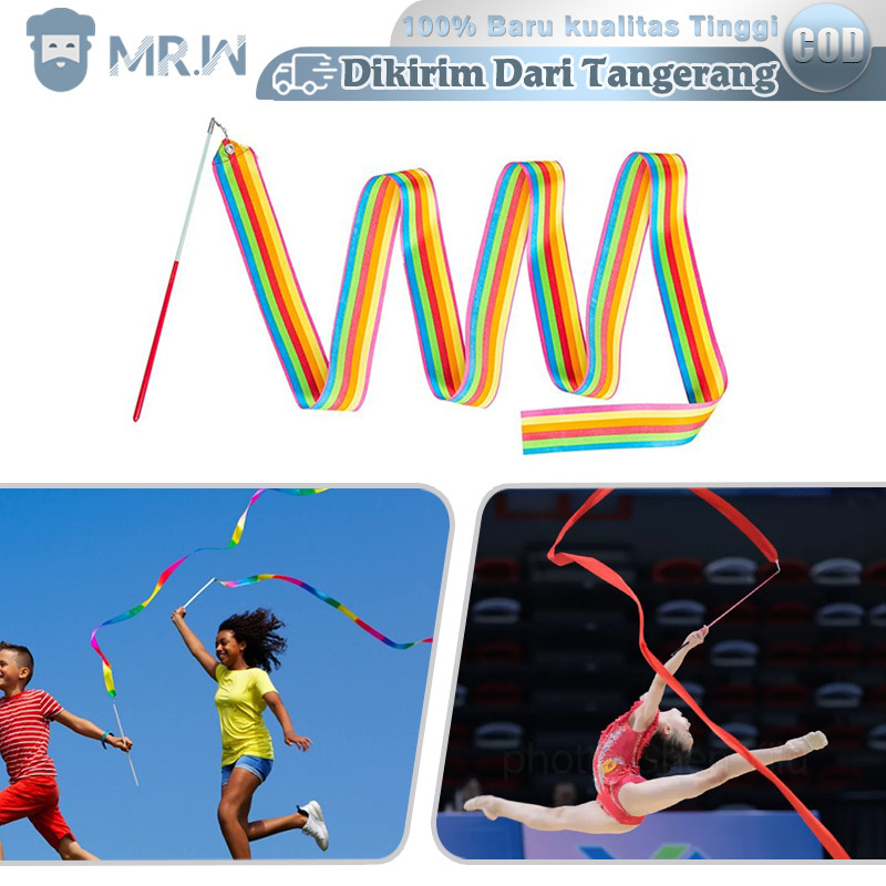 4m Tali Pita Tari Stik Balet Senam Ritmik Twirling Satin Accessories Ballet Ribbon Twirling Rod