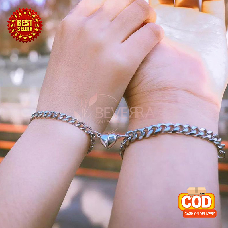Gelang Couple Aesthetic Pasangan Magnet Bestie Lucu Gaya Korea Rantai Aksen Love Perhiasan GLG17