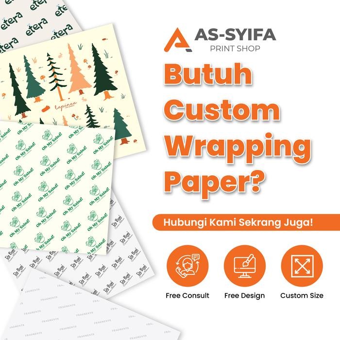 

kertas roti custom 30 x 50 cm Custom Desain - Putih - 1000pcs Kitchenware - 2 Warna