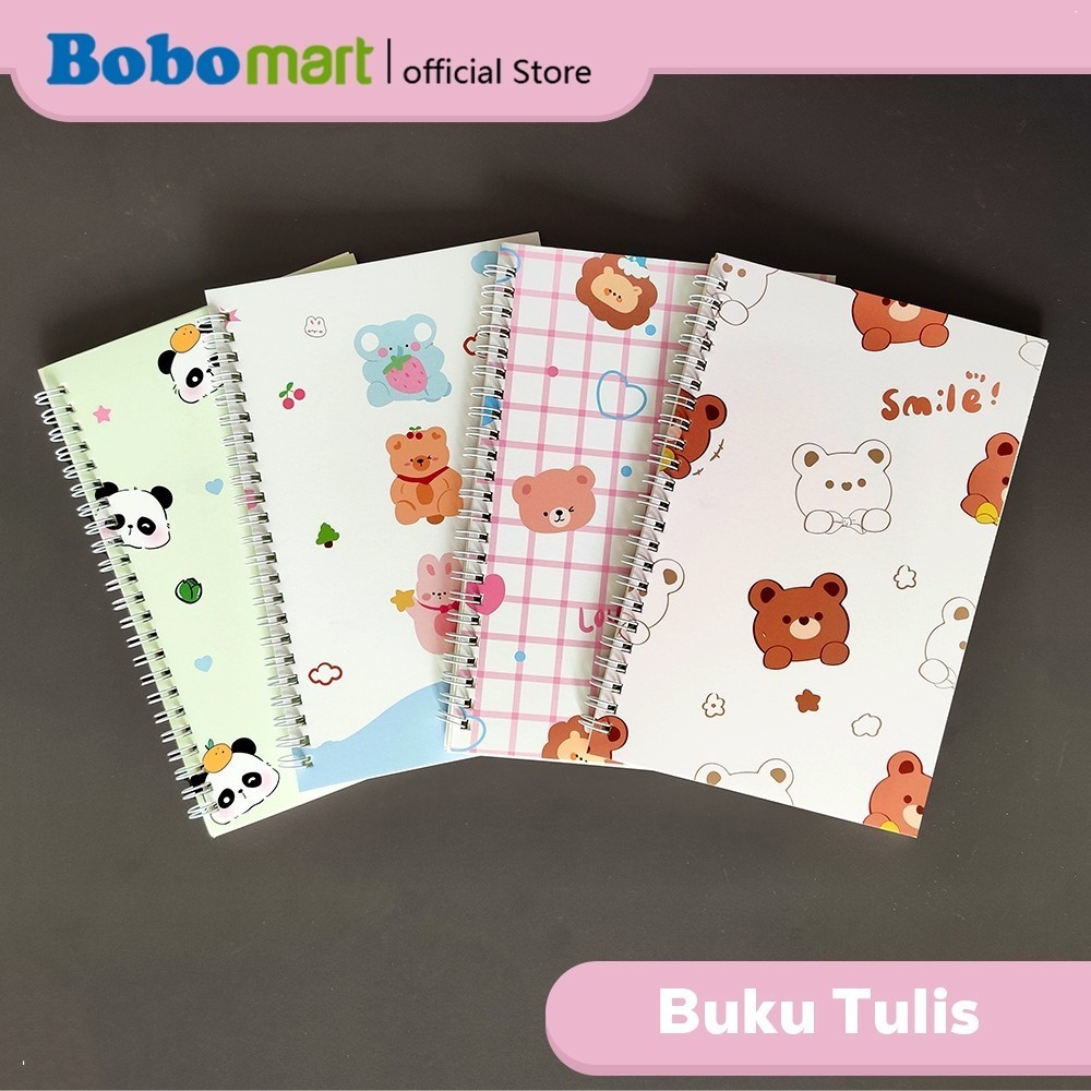 

BOBOMART Notebook Spiral A5 Motif Lucu Panda Beruang 60 Lembar – Buku Catatan Bergaris ZXB-2334