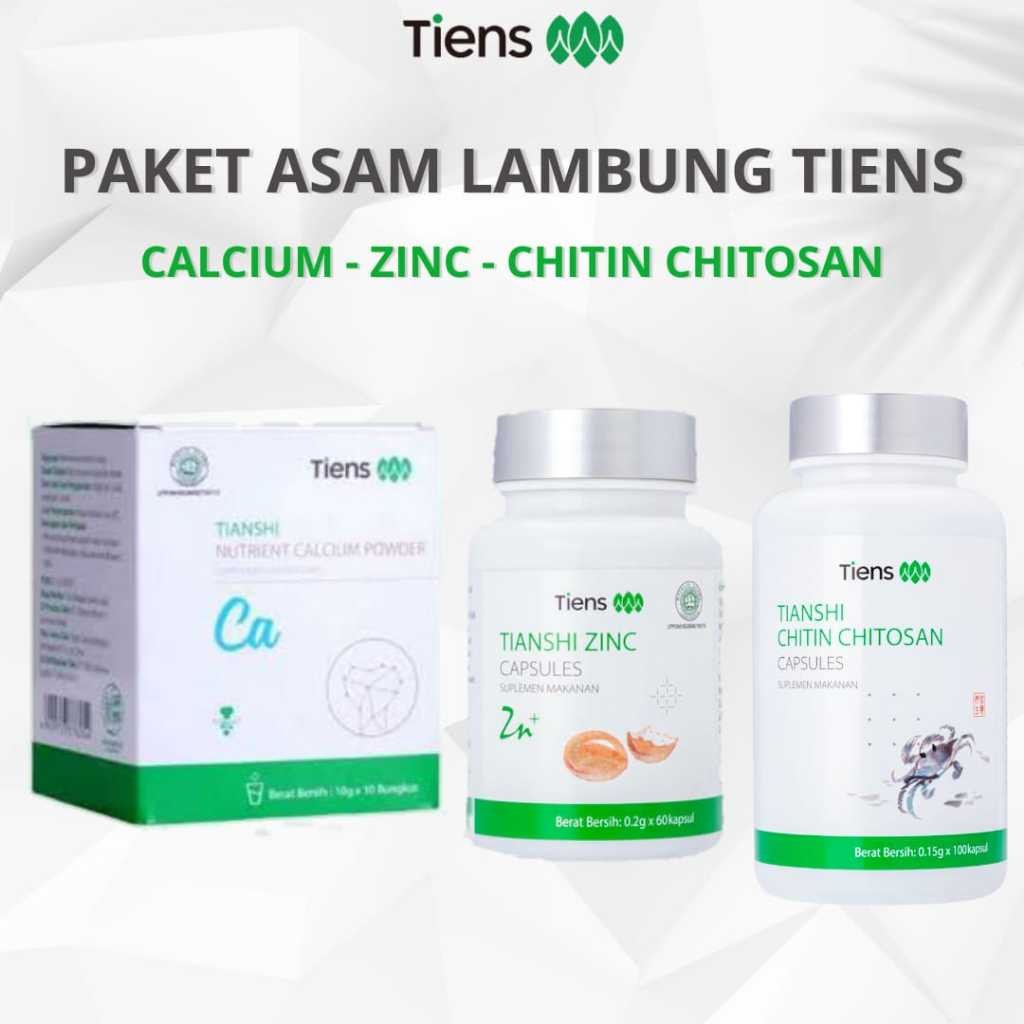 TIENS Paket Asam Lambung, Maag, Gerd Tianshi Chitin Chitosan + Tianshi Zinc + Tianshi Calcium Powder