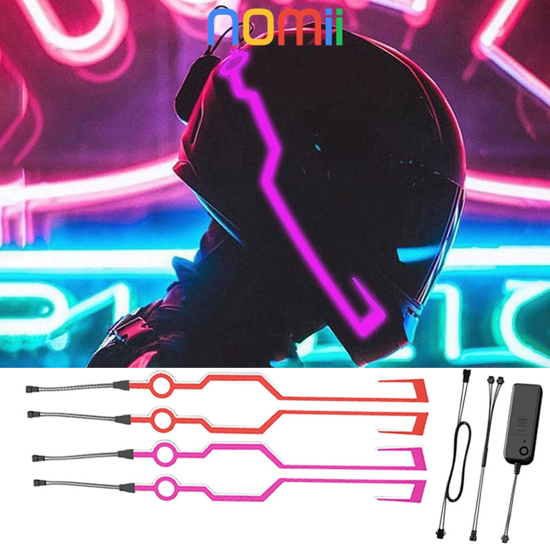 2Pcs Lampu LED Helm Motor Sein Strip Stiker Helmet Neon Light Waterproof Universal