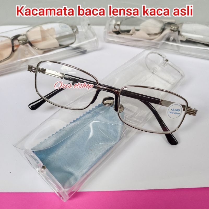 NEW baru Kacamata baca kacamata plus bahan lensa asli kaca pria wanita