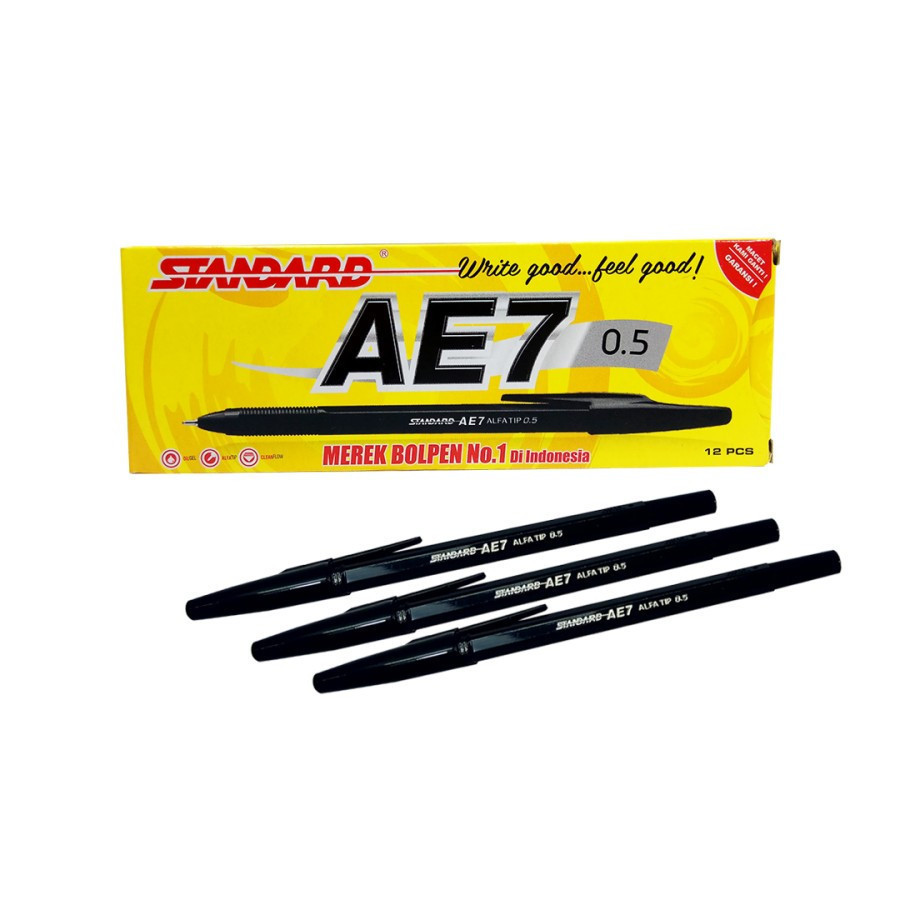 

SELUSIN ( 12 PCS ) Pulpen Standard AE7 0.5mm Tinta Hitam