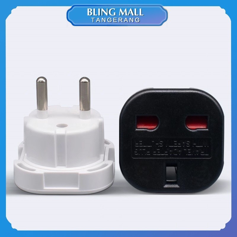 Adaptor Stop Kontak UK Ke EU Colokan 3 Ke 2 110-250V Colokan Listrik Kaki 3 Ke 2 Converter UK To EU