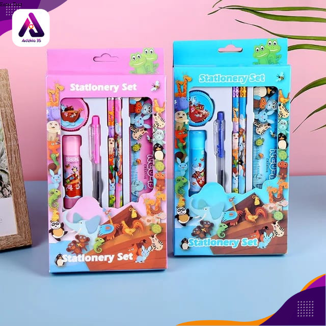 

Adzkia35 Set Alat Tulis Sekolah seri - 1289 - 6 IN 1 stationery set cartoon lucu