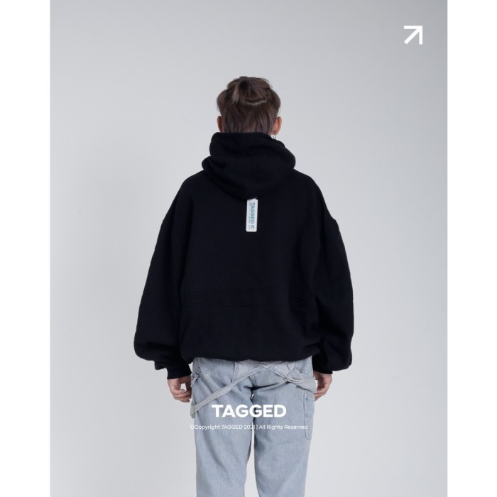 TOKOSANIA Tagged - Fundamental Oversized Black Hoodie - 2