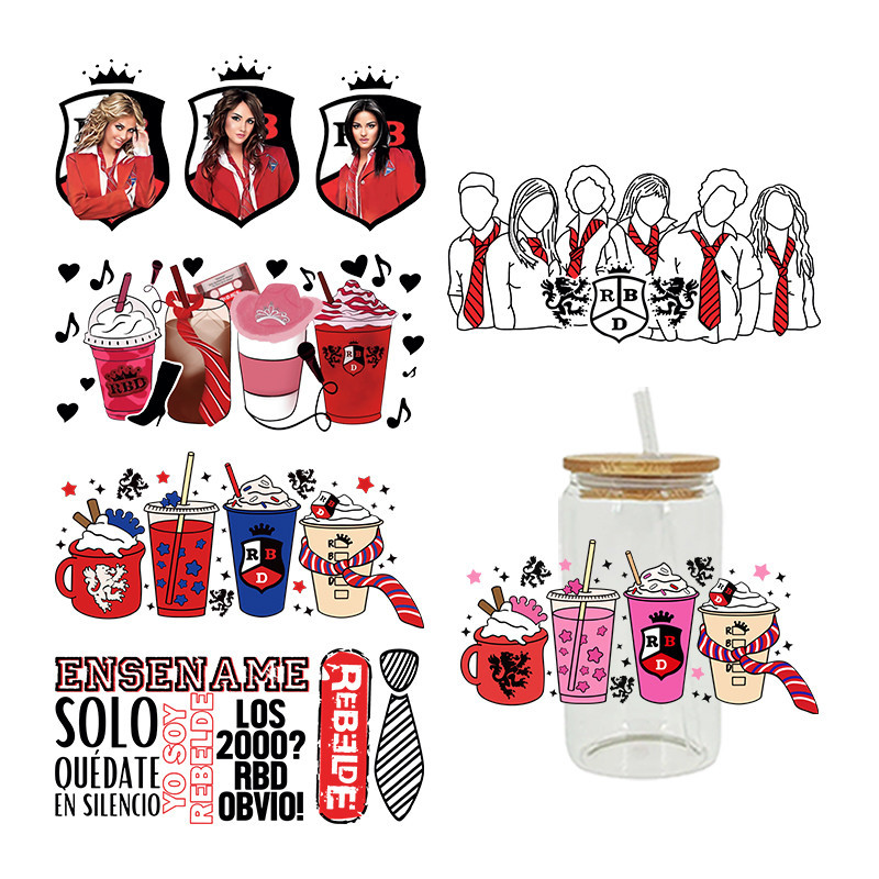 

UVDTF Transfer Sticker Fashion Theme For The 16oz Libbey Glasses Wraps Cup Can DIY Waterproof Easy To Use Custom Decals D2321