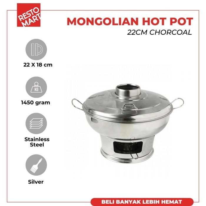 Mongolian Hot Pot 22cm Charcoal ZEBRA Stainless Steel (1012109)(F0)