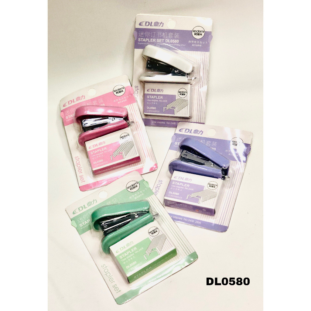 

Set Stapler Mini Dingli DL0580 Hekter Impor Isi Staples no 24/6 Jepretan Kertas Warna Pastel Free Staples Alat Kantor Sekolah - SHESB