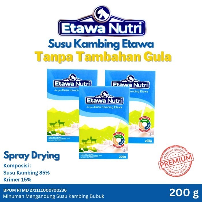 

ETAWA NUTRI Susu Kambing Bubuk Asli Original Tanpa Tambahan Gula 1 Box 200g