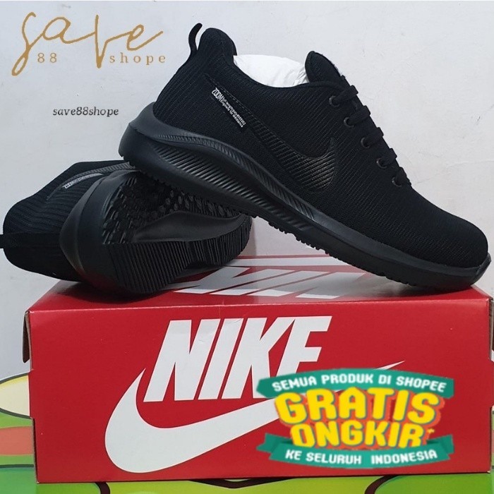 SEPATU SNEAKERS KETS SEKOLAH OLAHRAGA HITAM POLOS FULL BLACK PRIA WANITA COWOK CEWEK LAKI LAKI TERLA