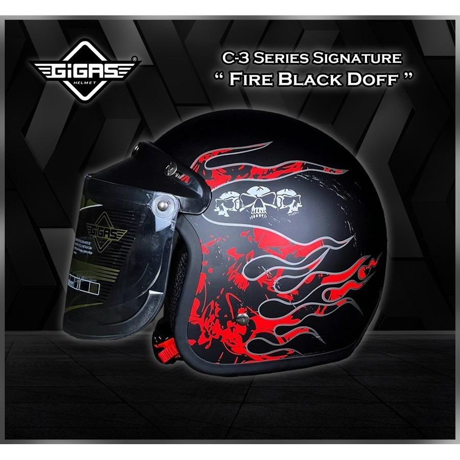 HELM RETRO GIGAS FIRE BLACK DOFF