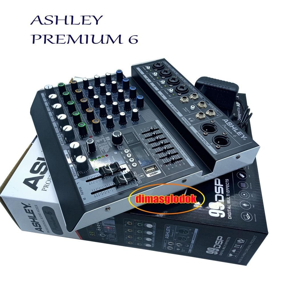 Mixer ashley premium 6 premium6 original MIXER ASHLEY PREMIUM-6 MIXER 6 CHANNEL 4 MONO 2 STEREO BLUE