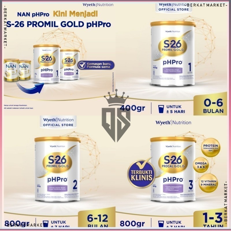 S26 S-26 Promil Phpro Ph Pro Php Procal Promise Ultima Gold Tahap 1 2 3 850gr 900gr 0 4 6 Sampai 12 